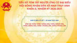 TIỂU SỬ TÓM TẮT NGƯỜI ỨNG CỬ ĐẠI BIỂU HĐND XÃ NAM THỤY ANH KHÓA II, NHIỆM KỲ 2026-2031, ĐƠN VI BẦU CỬ SỐ 01