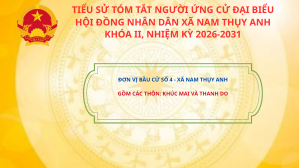 TIỂU SỬ TÓM TẮT NGƯỜI ỨNG CỬ ĐẠI BIỂU HĐND XÃ NAM THỤY ANH KHÓA II, NHIỆM KỲ 2026-2031, ĐƠN VI BẦU CỬ SỐ 04